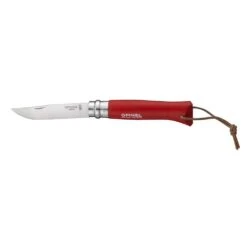 Opinel Trekking Knife Stainless No8 W Leather Thong -Edelrids Sport Outdoor Store opinel opinel trekking knife stainless no8 w leather thong red other gear 001705 23991413833877