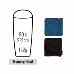 100% Silk Inner Sheets -Edelrids Sport Outdoor Store silk inner sheet mummy hooded size in ocean blue and black colour