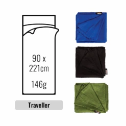 100% Silk Inner Sheets -Edelrids Sport Outdoor Store silk inner sheet traveller size in blue black and green colour